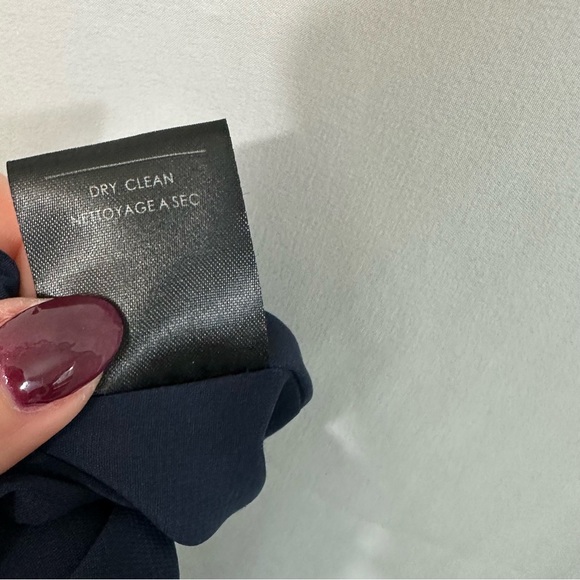 Badgley Mischka Cascading Ruffle Wide Leg High Waist Pants in Navy Blue - Picture 12 of 13